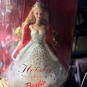 Barbie Holiday 2001 Celebration Doll in Silver and Red Gown